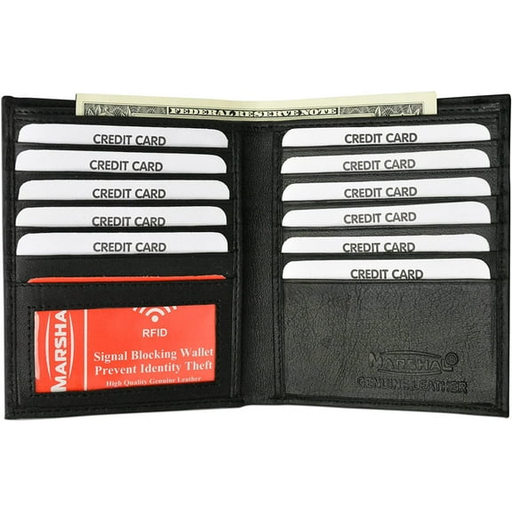 2 RFID Blocking Leather Wallets for Men - Excellent Travel Bifold - Credit Card Protector - RFID Blocking Hipster Wallets for Man Black