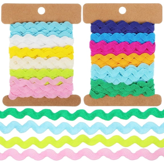 2 RIC rac Ribbon Roll 8mm Rick Rack Trim Braid Woven Trim Ribbon Tape for Sewing Wrapping Crafting Wedding Baby Shower Party Sewing Rick Rack Decoration RIC rac (6 Yards)