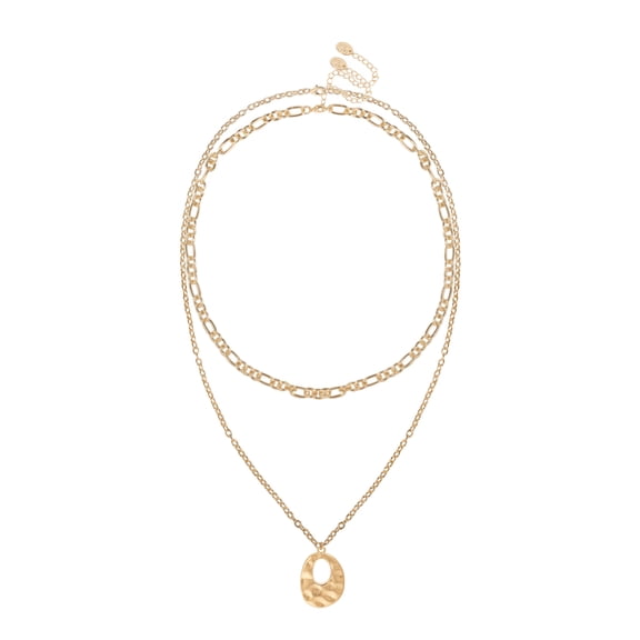 Time and Tru Women's Gold Tone Necklace Set with Metal Pendant