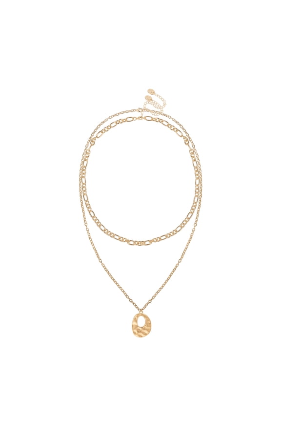Women's Gold Tone Necklace Set with Metal Pendant