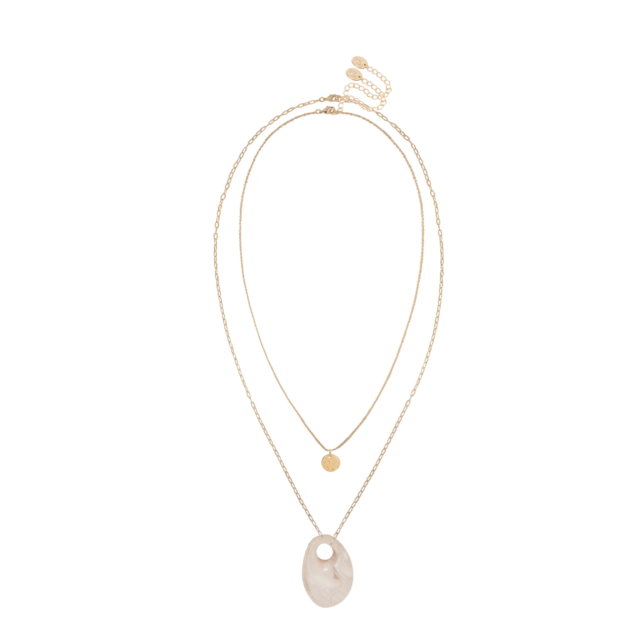 Time and Tru Women’s Gold-Tone Double Layer Disc and Resin Pendant Necklace