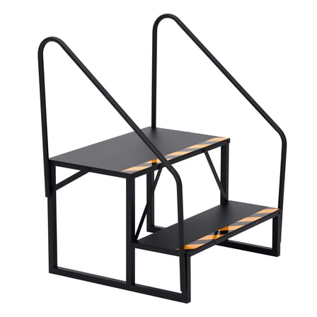 2 RV Steps with Handrail, Hot Tub  Steps, Portable Stairs Steps for 5Th Wheel RV, Mobile Home Stairs Outdoor RV Step Ladder  for Travel Trailer,Camper,Porch,Outdoor Stairs with Non-Skid Tapes