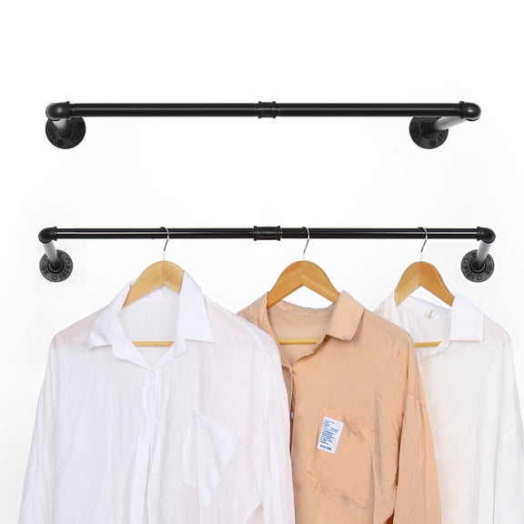 2 Rack 23"Garment Industrial Pipe Hanger Wardrobe Rod Laundry Room Hanger