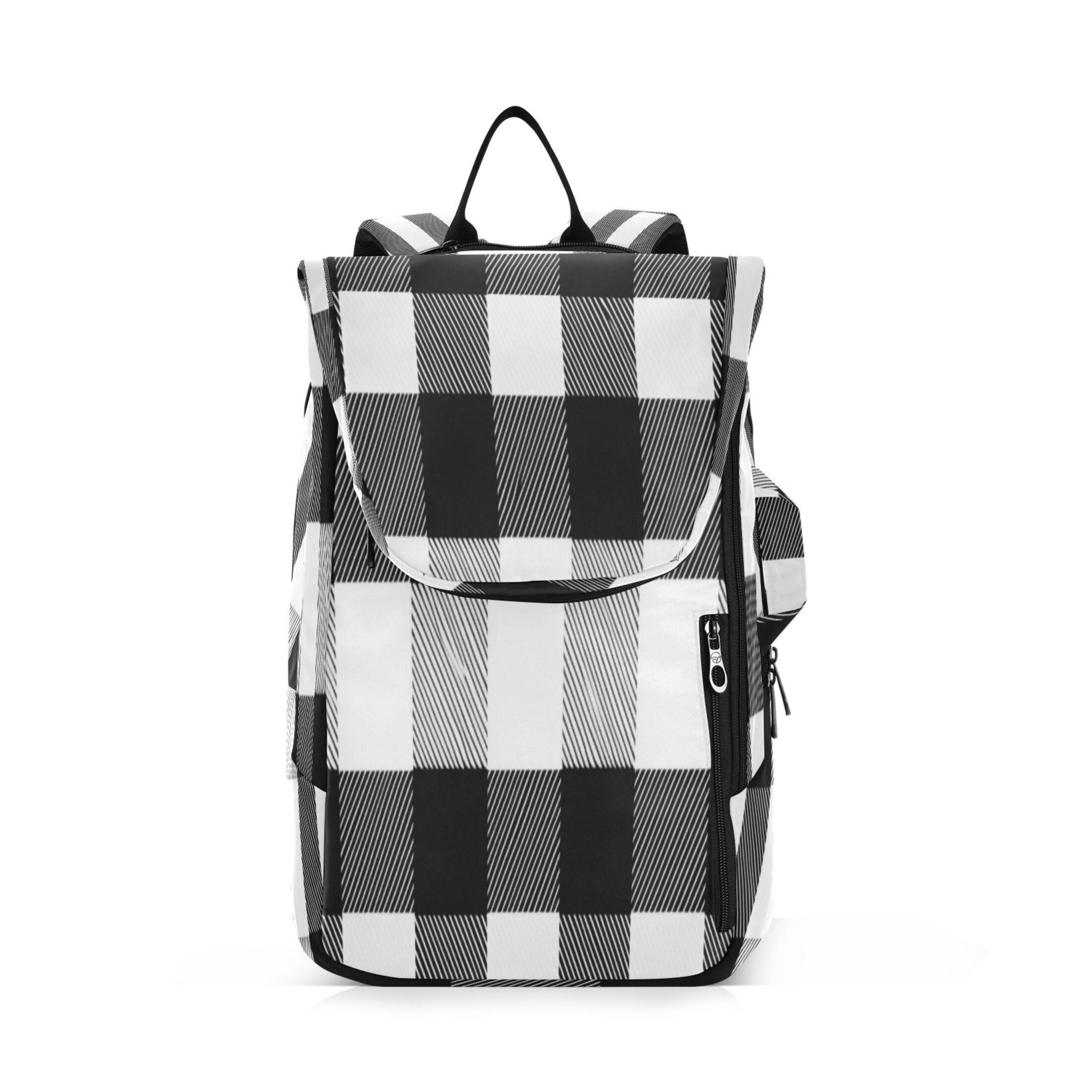 2 Racquet Holder Tennis Backpack Tennis Racket Covers Gym Bags Black White Plaid Pattern