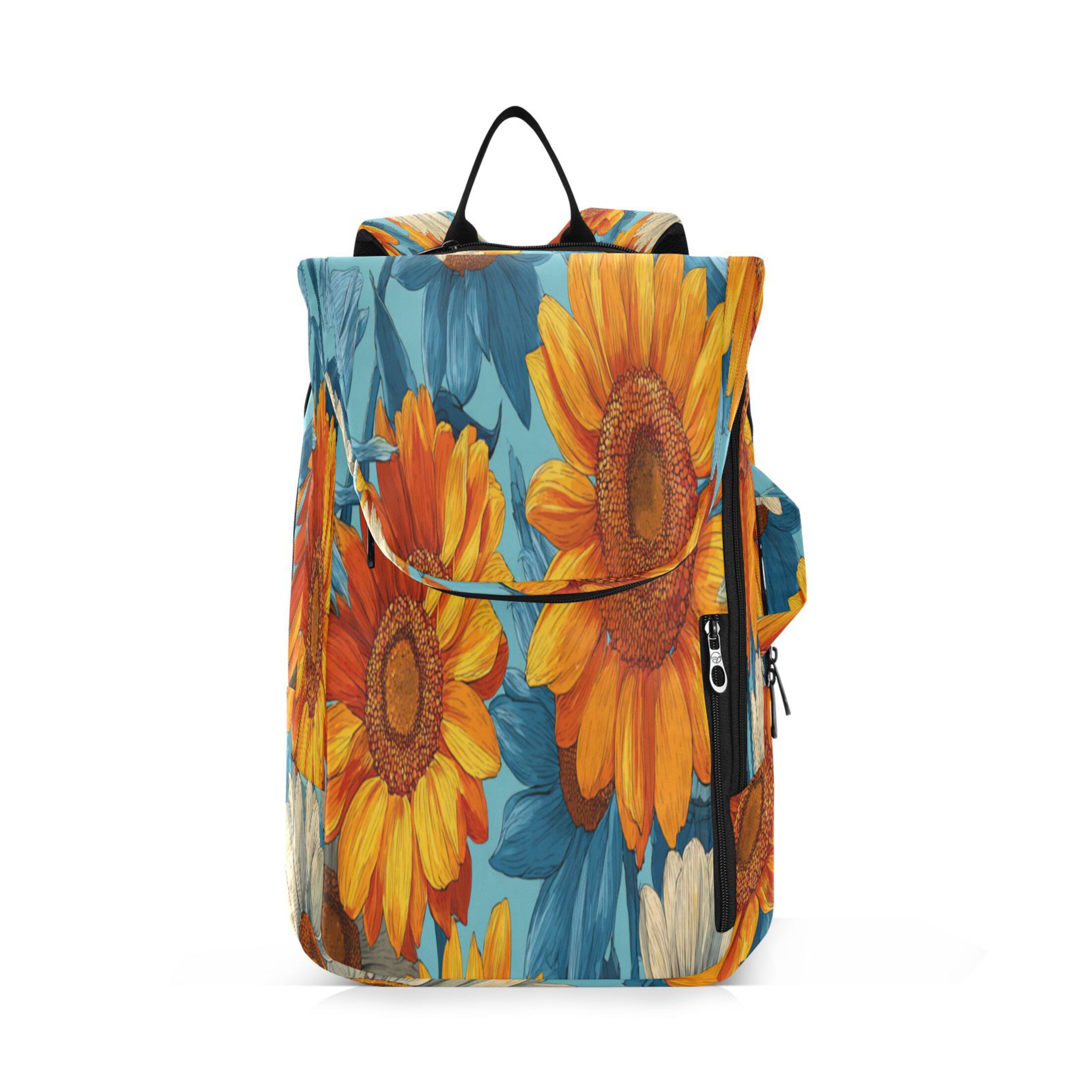 2 Racquet Holder Tennis Backpack Tennis Racket Covers Gym Bags Blue and Yellow Beautiful Sunflowers