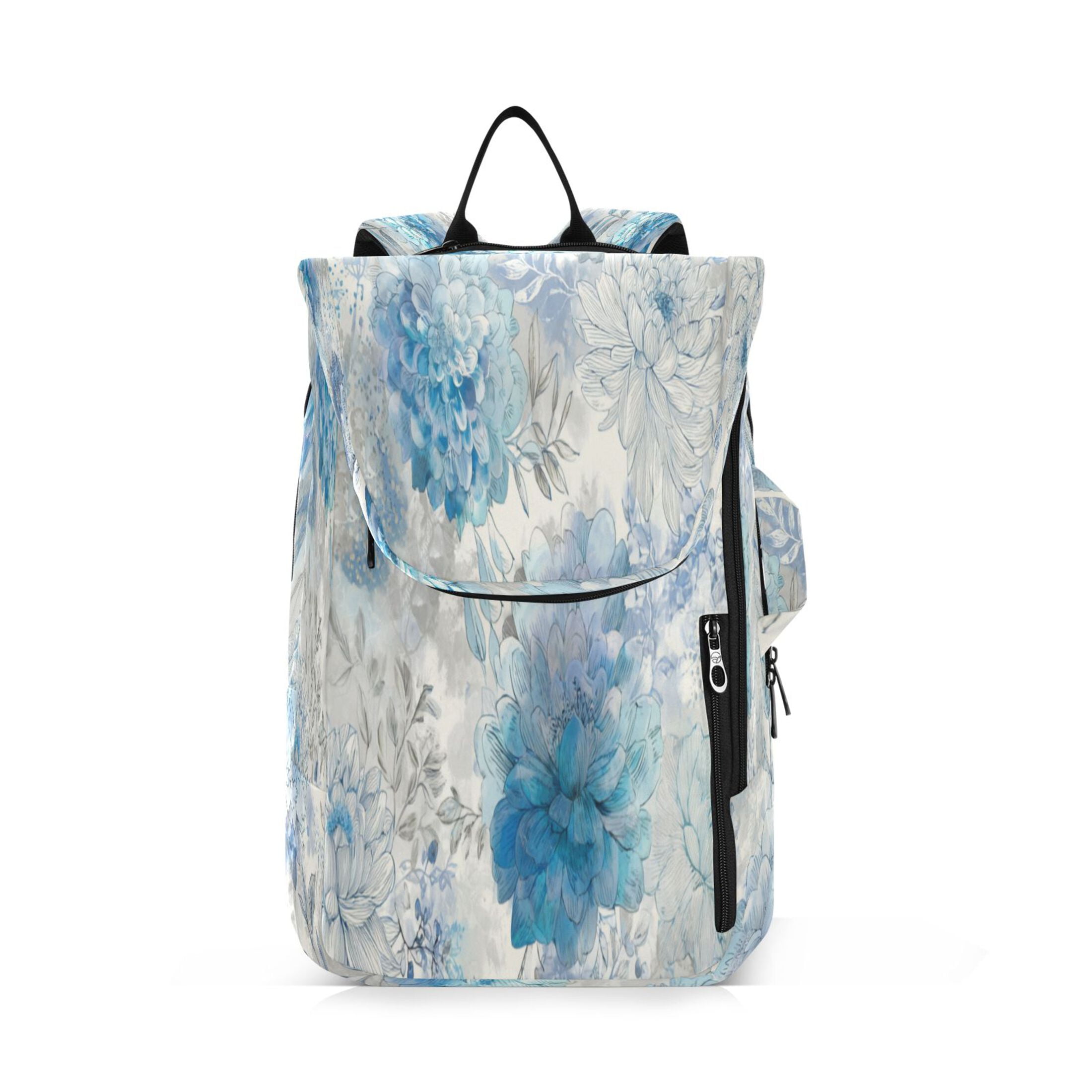 2 Racquet Holder Tennis Backpack Tennis Racket Covers Gym Bags Bright Blue Blooming Peonies