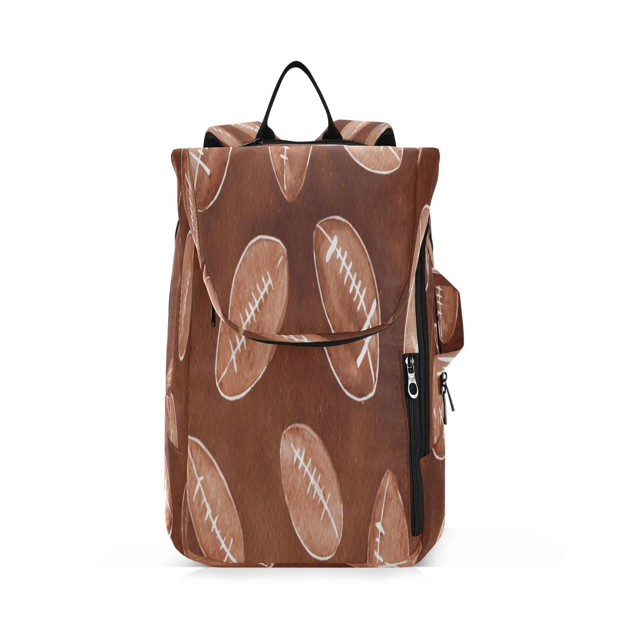 2 Racquet Holder Tennis Backpack Tennis Racket Covers Gym Bags Brown Rugby Balls Pattern