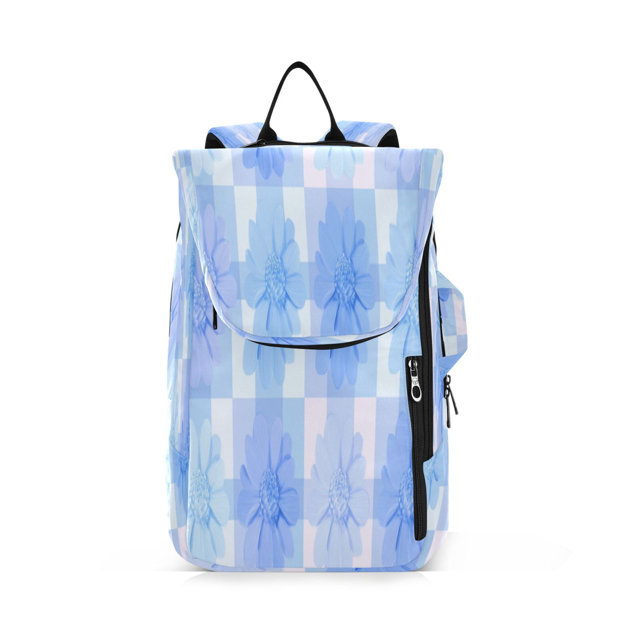 2 Racquet Holder Tennis Backpack Tennis Racket Covers Gym Bags Cute Blue Gingham Flowers