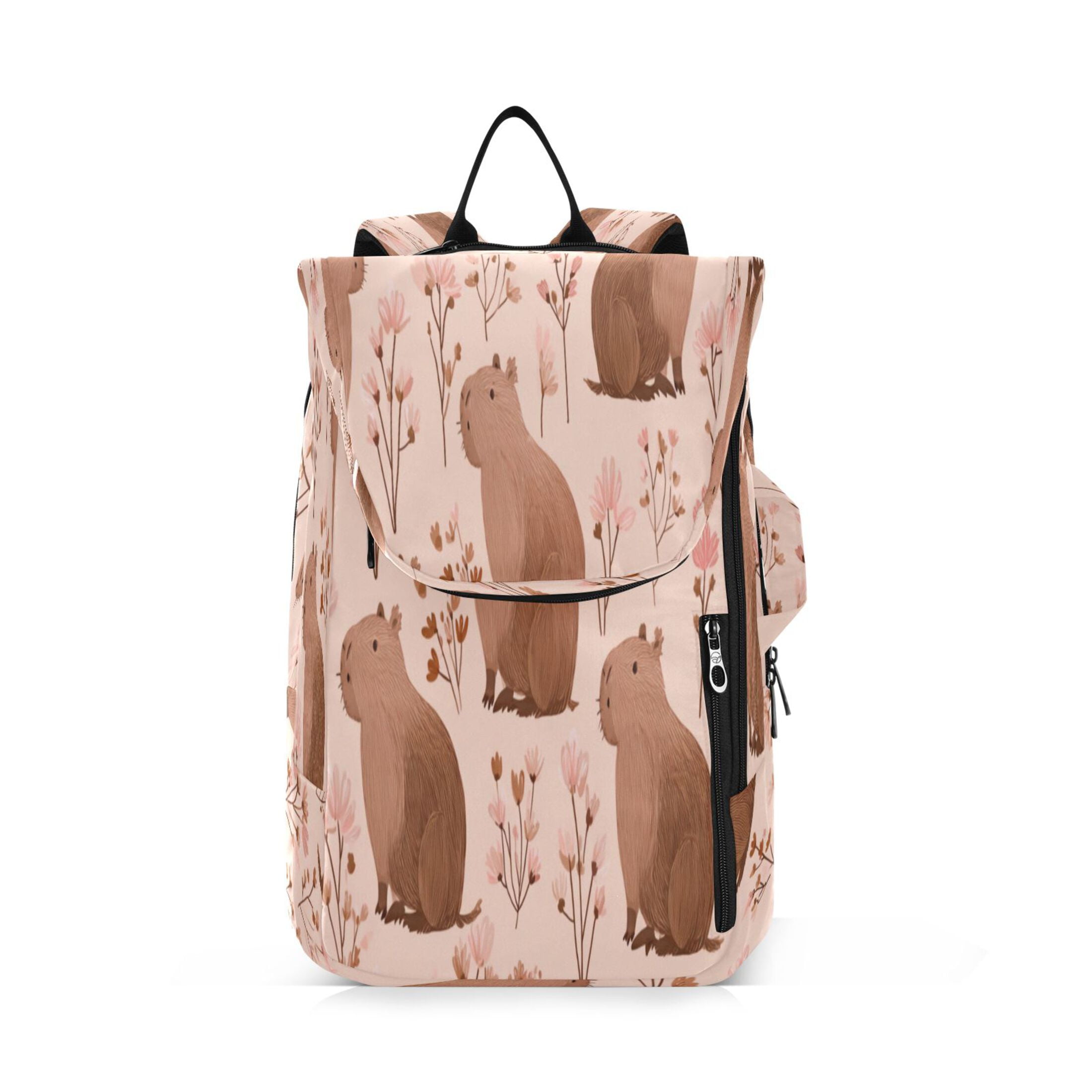 2 Racquet Holder Tennis Backpack Tennis Racket Covers Gym Bags Cute Brown Capybara Pattern