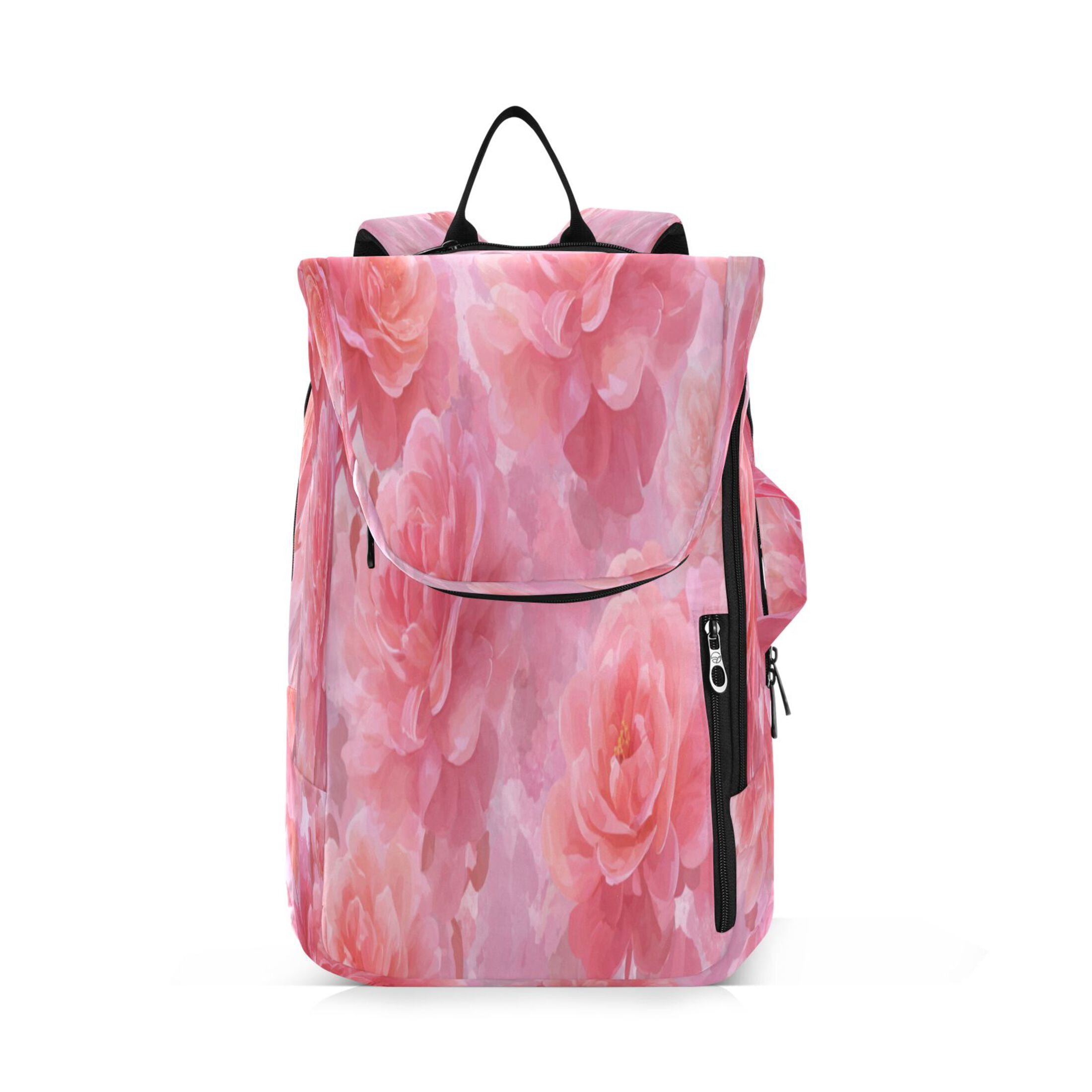 2 Racquet Holder Tennis Backpack Tennis Racket Covers Gym Bags Pale Pink Roses Pattern