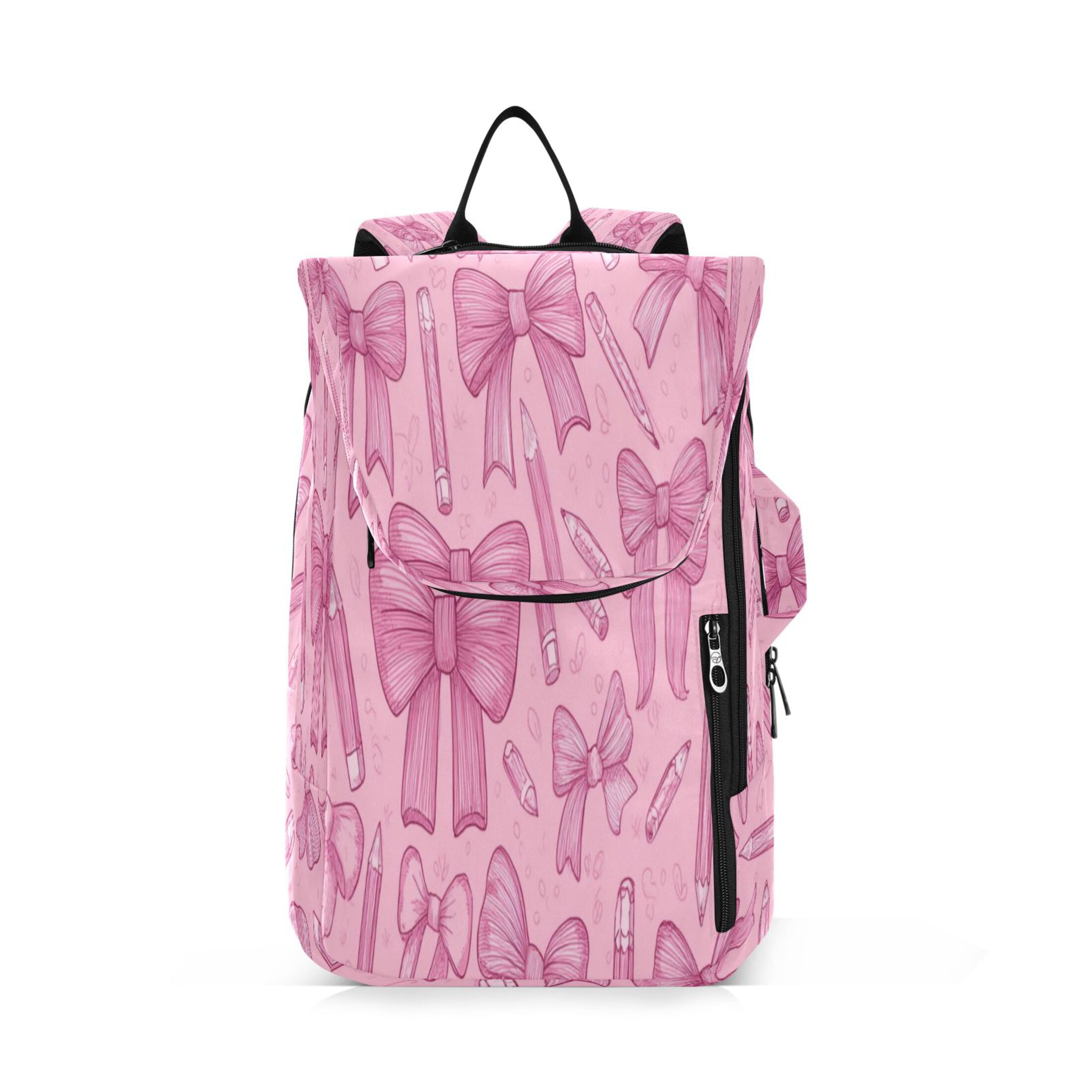 2 Racquet Holder Tennis Backpack Tennis Racket Covers Gym Bags Pink Bows and Pencils