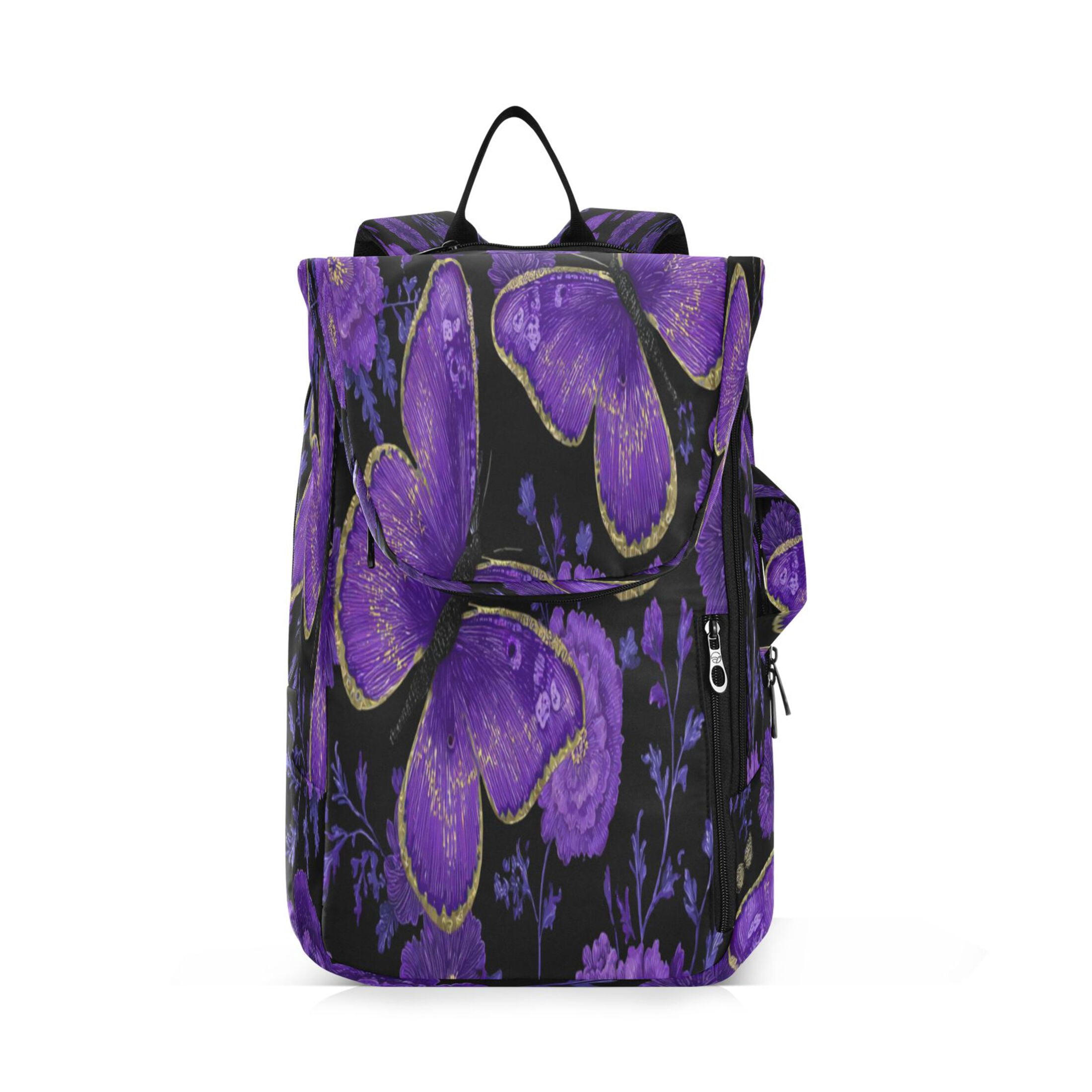 2 Racquet Holder Tennis Backpack Tennis Racket Covers Gym Bags Retro Purple Butterfly and Flowers