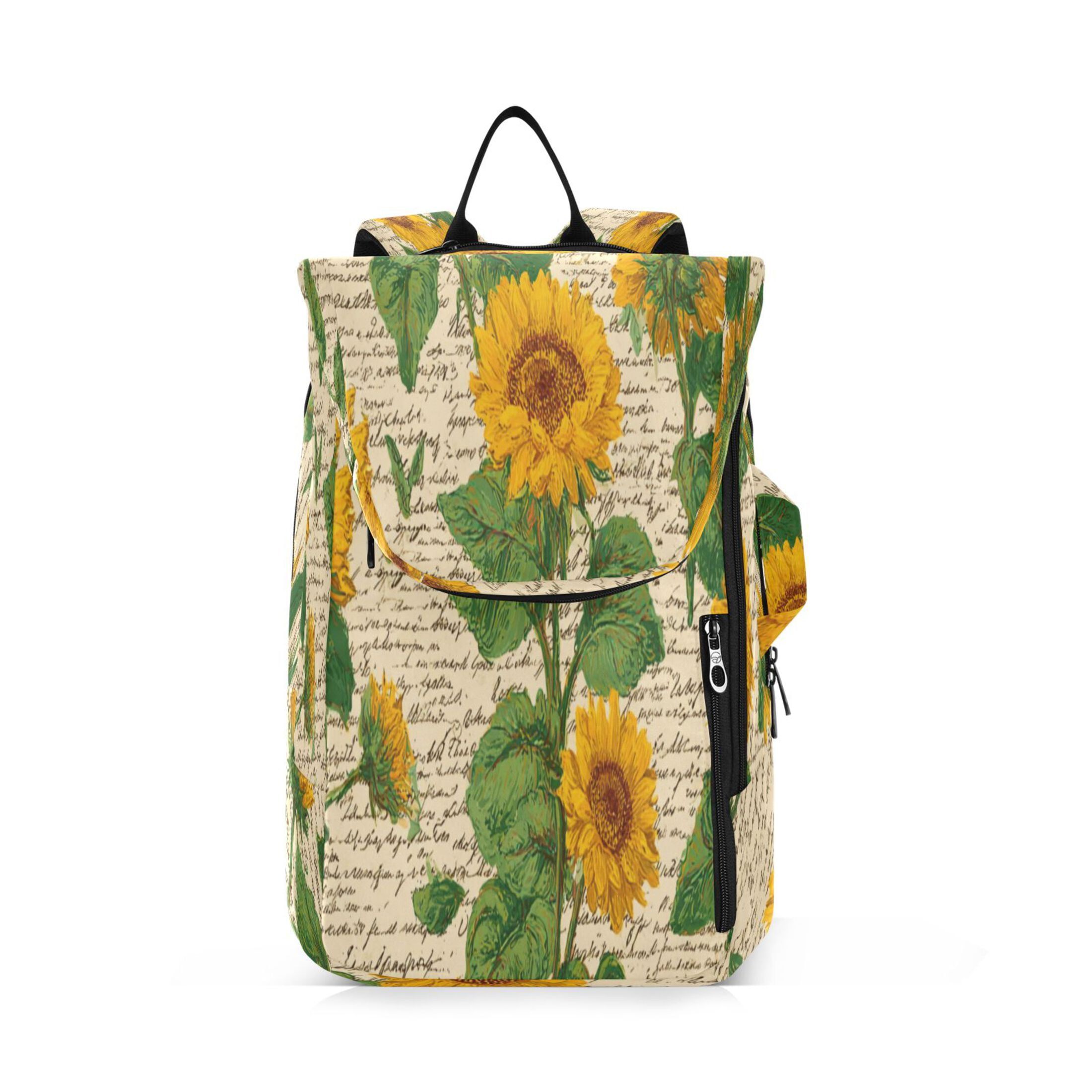 2 Racquet Holder Tennis Backpack Tennis Racket Covers Gym Bags Retro-chic Sunflowers