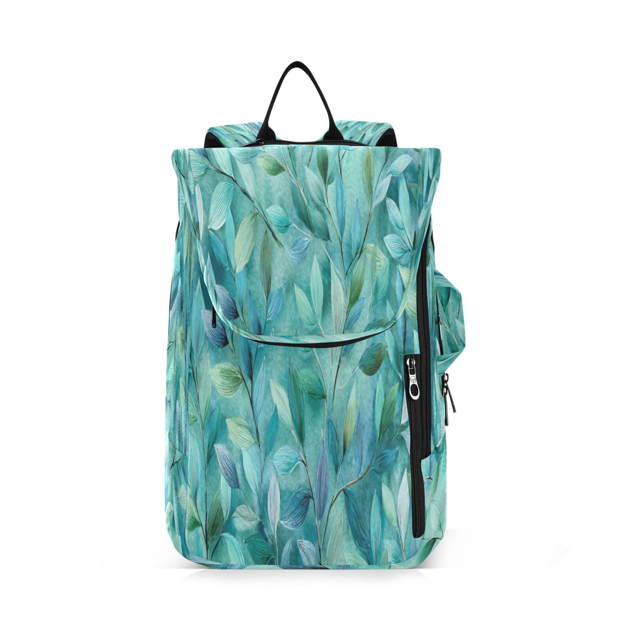 2 Racquet Holder Tennis Backpack Tennis Racket Covers Gym Bags Teal Leaves and Vines