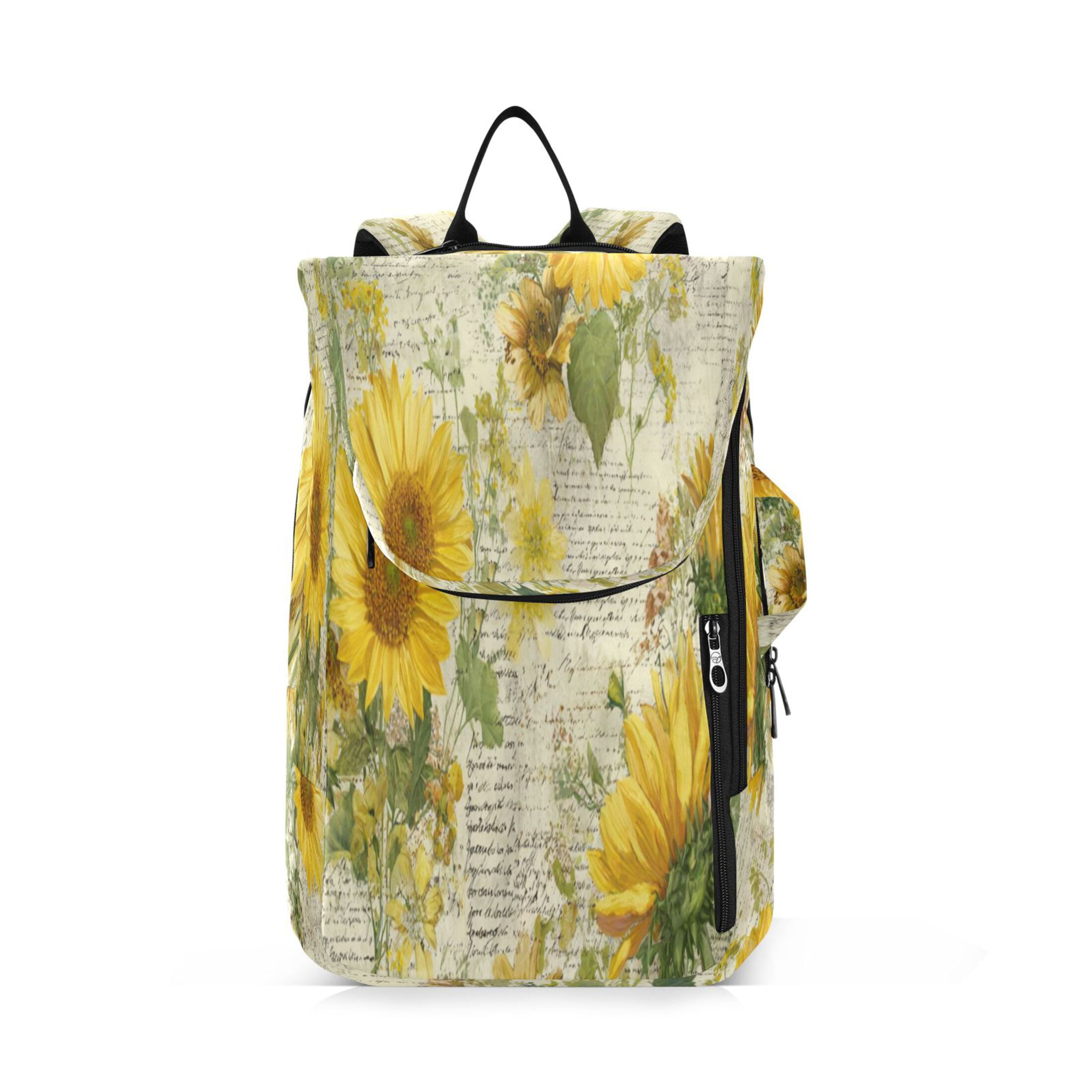 2 Racquet Holder Tennis Backpack Tennis Racket Covers Gym Bags Vintage Faded Sunflowers