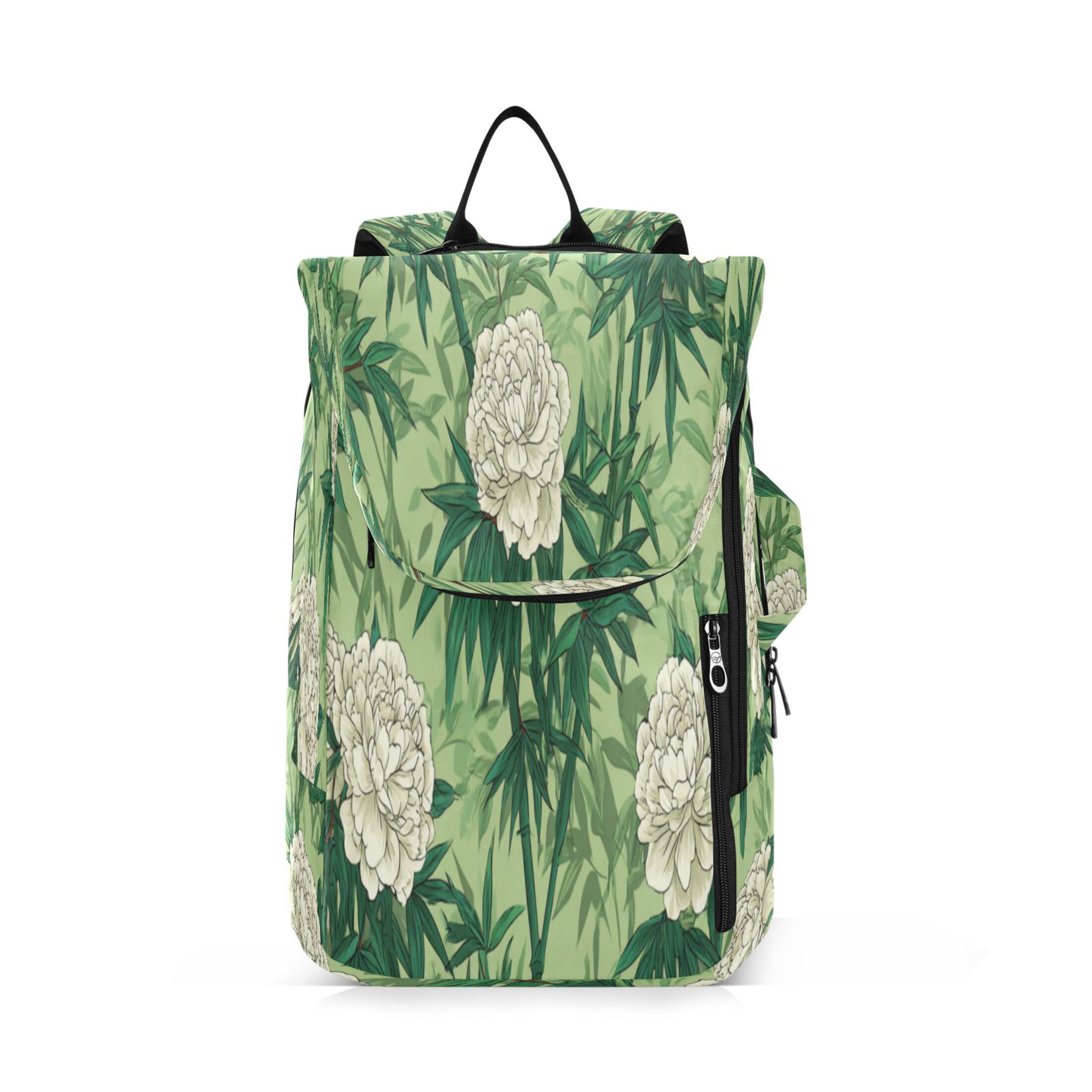 2 Racquet Holder Tennis Backpack Tennis Racket Covers Gym Bags White Peony and Bamboo