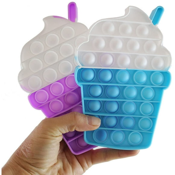 2 Random Color Frappe Iced Coffee Bubble Pop Fidget Toy - Silicone Push Poke Bubble Wrap Fidget Toy - Bubble Popper Sensory Stress Toy