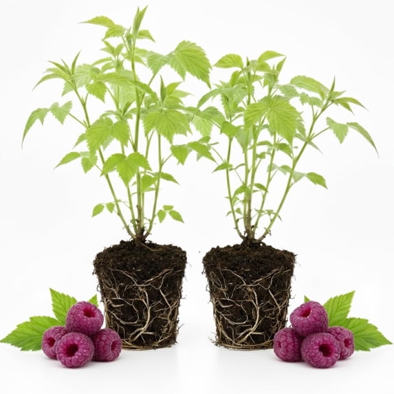 2 Raspberry Plants Live For Planting, Raspberry Bush Live Plants, Size 5-8 Inch Tall, Sweet Raspberry Trees, Well-Rooted (Glencoe Raspberry)