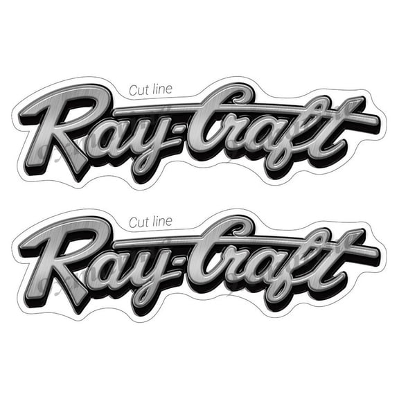 2 Ray-Craft Boat Stickers "3D Vinyl Replica" of original - 10" long