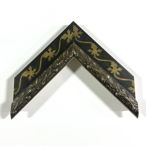 2" Readymade Wood Picture Frame (Black and Brass Leaf) (18x24, Add Acrylic & Backing)