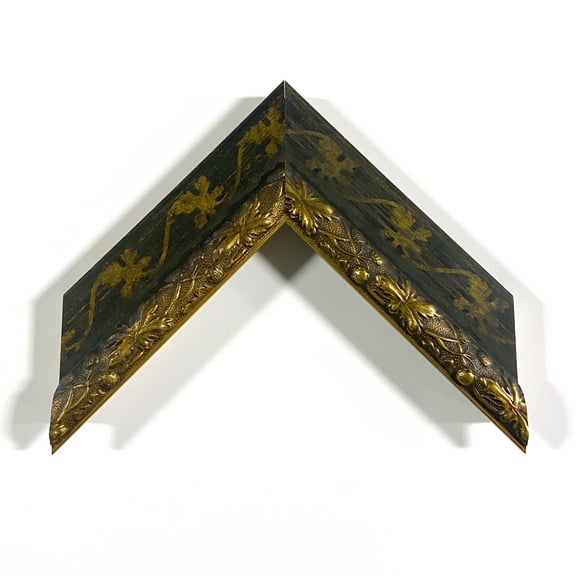 2" Readymade Wood Picture Frame (Black and Gold Leaf) (8x8, Add Acrylic & Backing)