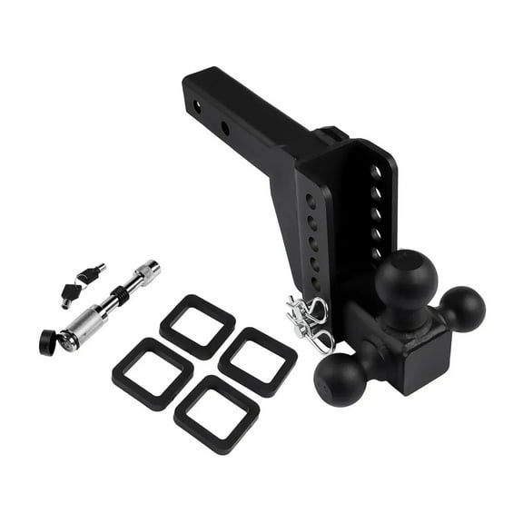 2" Receiver 6" Drop/Rise Adjustable Tow Hitch Tri Ball Mount 18500lb Black ,Secure All-In-One Ball Hitch