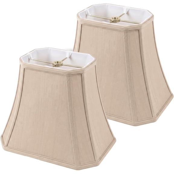 2 Rectangle Cut Corner Basic Lamp Shade, (5x6.5) x (8x12) x 10, Beige, 2-Pack