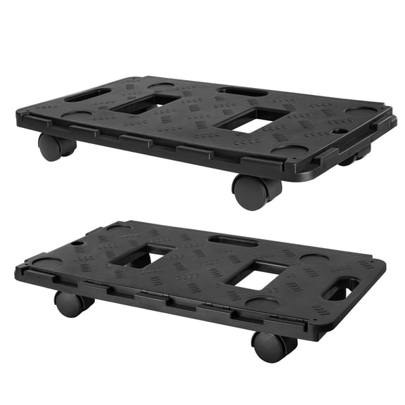 2 Rectangular Plastic Platform Dolly, 500 lbs Load Capacity Heavy Duty Plastic Furniture Dolly, Small Flat Dolly Connectable with 4 Wheels, 22.6 x 12.4 x 3.5 in