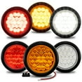 thumbnail image 1 of 2 Red + 2 Amber + 2 White 4" Round 24 LED Trailer Tail Light Kit [DOT Certified] [Grommets & Plugs Included] [IP67 Waterproof] Stop Brake Turn Reverse Back Up Trailer Lights For RV Truck Jeep, 1 of 9