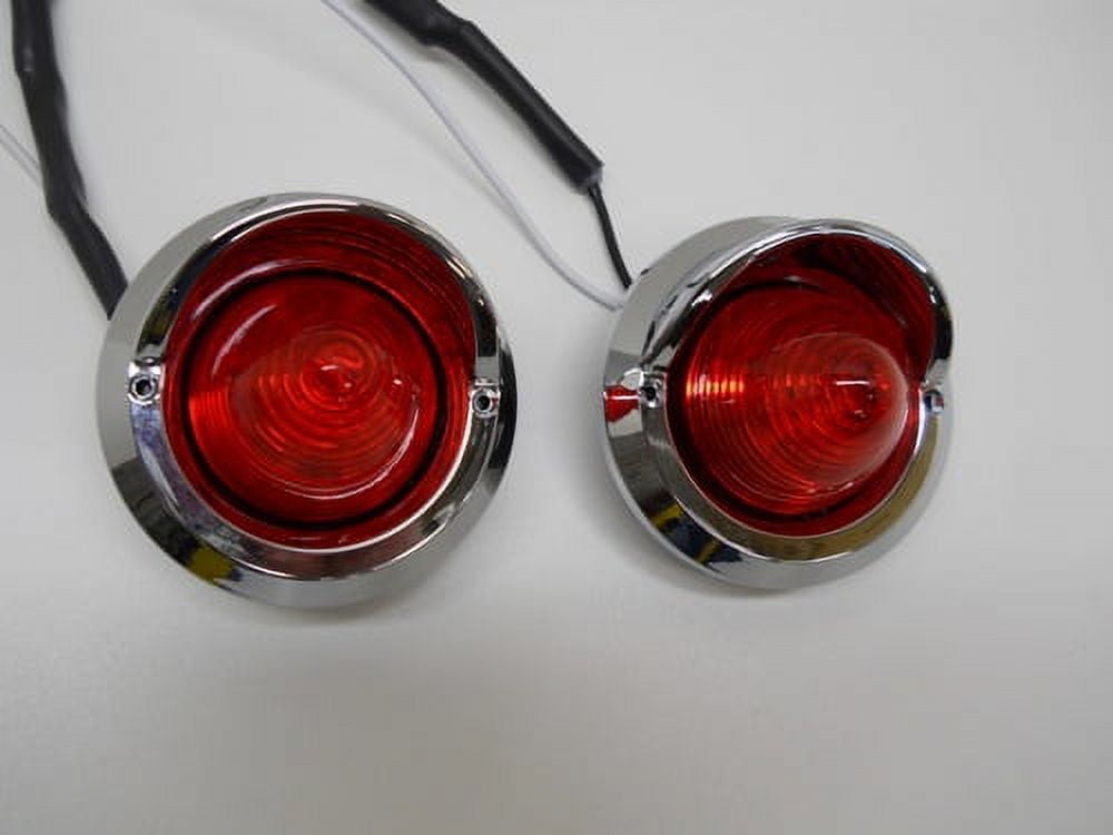 (2) Red 2" Round 9 LED Beehive Mini Stop Turn Brake Tail Lights / Golf Carts