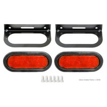 (2) Red 6" Oval LED Trailer Stop/Turn/Tail Light w/Steel Mounting Brackets & Wire Connectors
