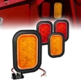 thumbnail image 1 of 2 Red + 2 Amber 5" x 3" Rectangular LED Trailer Tail Light Kit [DOT FMVSS 108] [Grommets & Plugs Included] [Submersible] [Stop Turn Tail Park] [10 LED] Brake Lights for Tow Truck 80 Inch Wide Trailer, 1 of 8