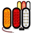 thumbnail image 1 of 2 Red + 2 Amber + 2 White 6" Oval LED Trailer Tail Light Kit [DOT Certified] [Grommets & Plugs Included] [IP67 Waterproof] Stop Brake Turn Reverse Back Up Trailer Lights For RV Truck Jeep, 1 of 10
