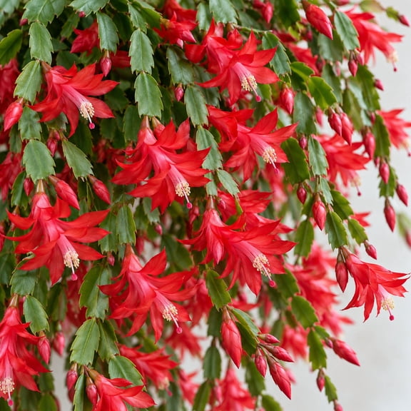 2 Red Thanksgiving Christmas Cactus Plants Live Holiday Cactus Plant Winter Bloom Flowers Plant 3"Pot