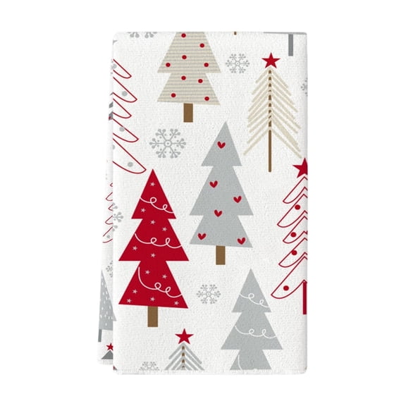 2 Red Winter Themed Hand Towels With Snowflake Prints - Soft Absorbent Towels For Home, Guest Room, Hotel, Gym, Spa - Festive Holiday Decor Towels