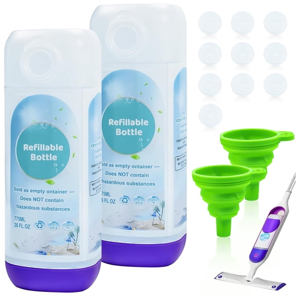 2 Pack Leak-Resistant Refillable Bottle Compatible with Swiffers PowerMop, Empty 26 FL OZ Bottle, Reusable Solution Container, Fill with Your Own Floor Cleaner