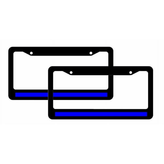 (2) Reflective Blue License Plate Frames Support Police Officers #6679
