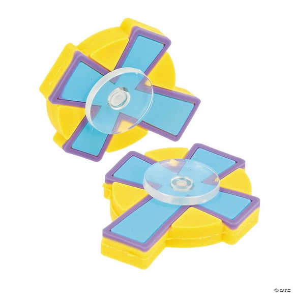 2" Religious Cross-Shaped Plastic Fidget Spinners - 12 Pieces