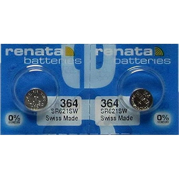 2 Renata 364 SR621SW Silver Oxide Zero Mercury Electronic Batteries