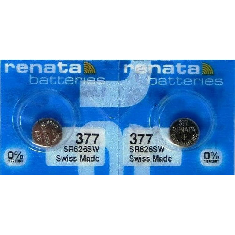2x Renata 377 Watch Batteries, 0% MERCURY equivilate SR626SW 626