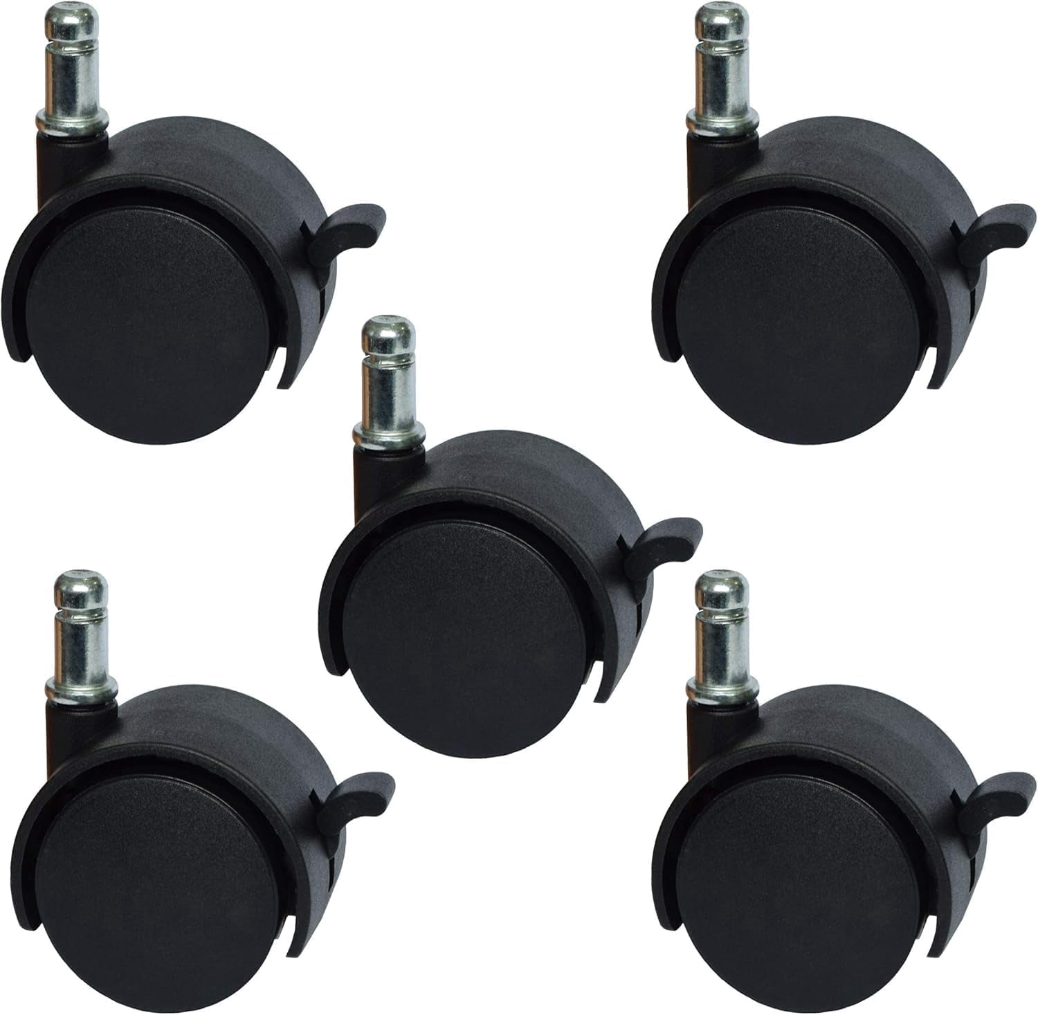 2" Replacement Office Chair or Stool Caster Wheels - with Brake (Set of 5)