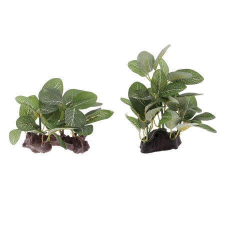 2 Resin Artificial Plant, Terrarium Grass Flexible Decor for Scorpion Other Small Animals