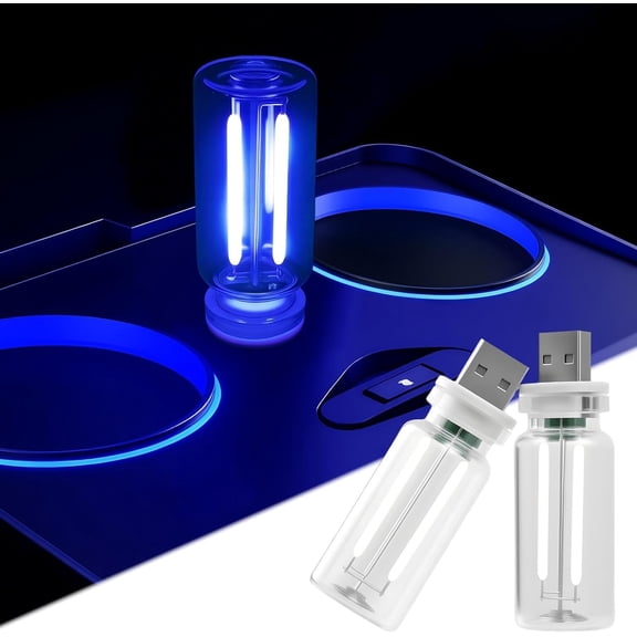 2 Retro Car Lamps, USB LED Light Car Interior Lighting, Long Press for Continuous Dimming, Mini USB LED Light for Car USB Atmosphere Lighting, Camping, Bedroom, Desk, Party (Bllue)