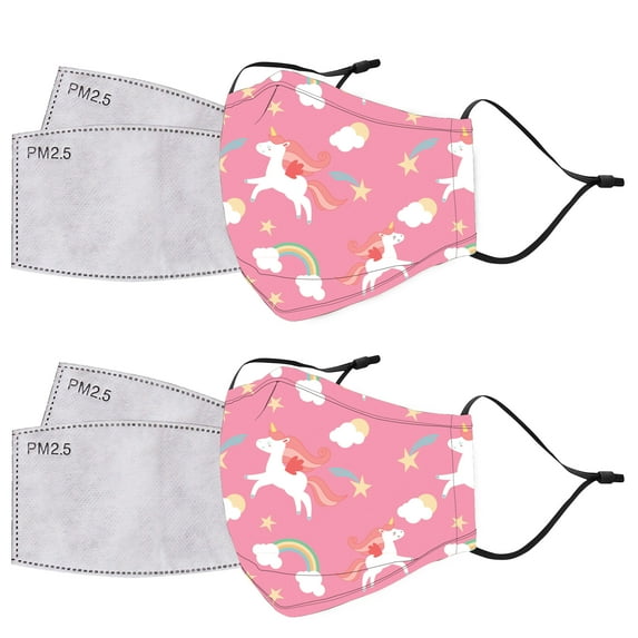 2 Reusable/Washable Kids Face Masks With 4 Replacement Filters