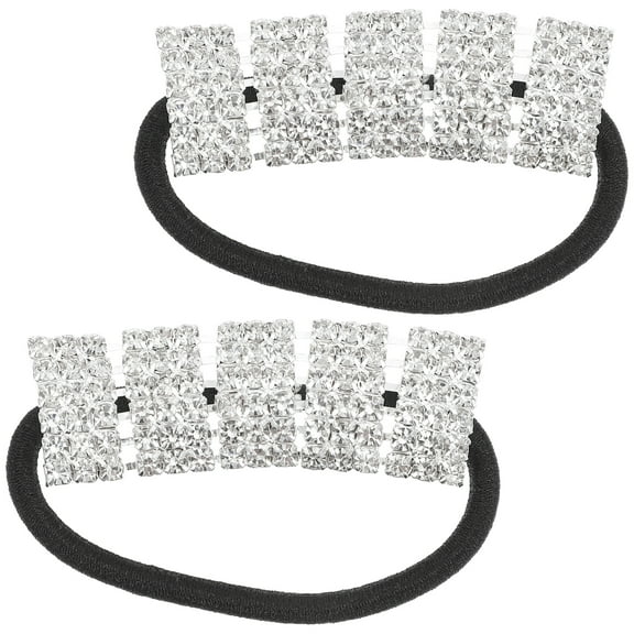 2 Rhinestone Hair Ties Ponytail Holder Headband Hair Bands Scrunchies