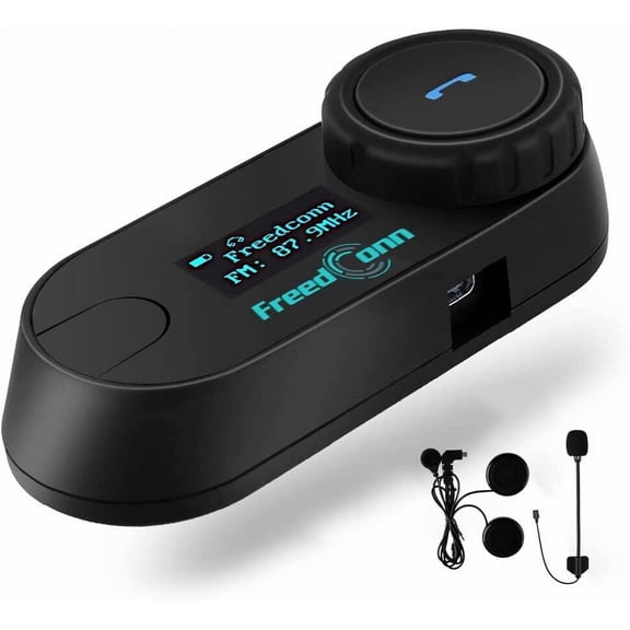 Motorcycle Bluetooth Headset FreedConn TCOM-SC BT5.0 Motorcycle Bluetooth Communication Systems 2 Riders 800M Helmet Intercom Share Music with LCD Screen FM Handsfree Call Changeable Hard