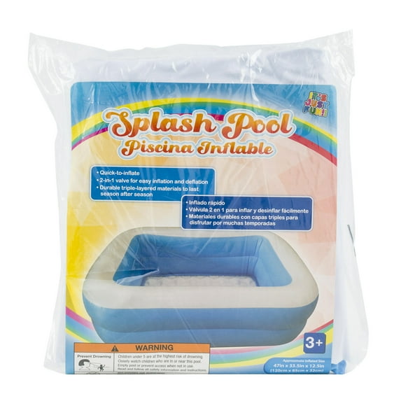 2 Ring 47 Inch Inflatable Rectangular Splash Pool Blue