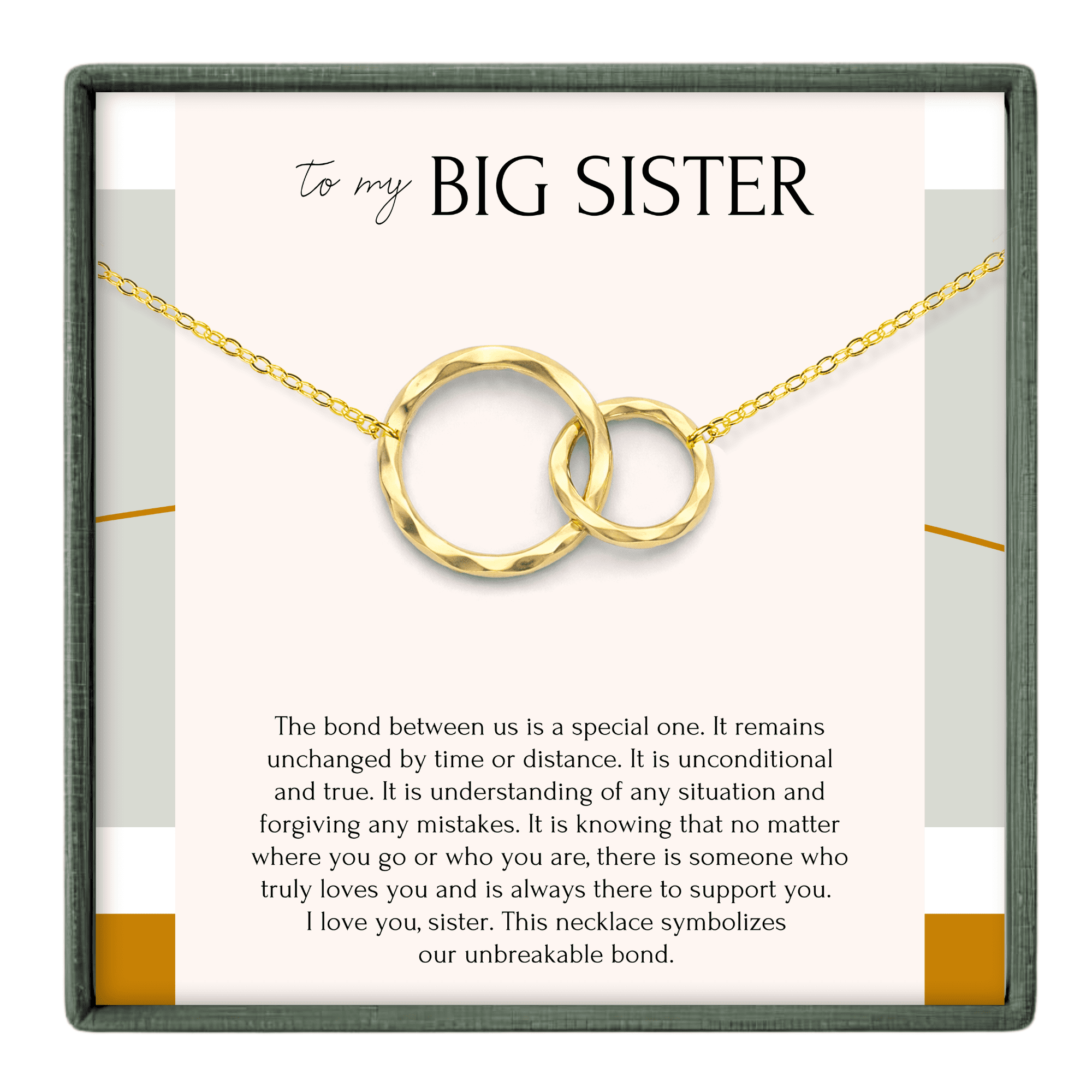 HOPE LOVE SHINE Big Sister Gift Necklace Gold Plated – Long Distance Sister Jewelry
