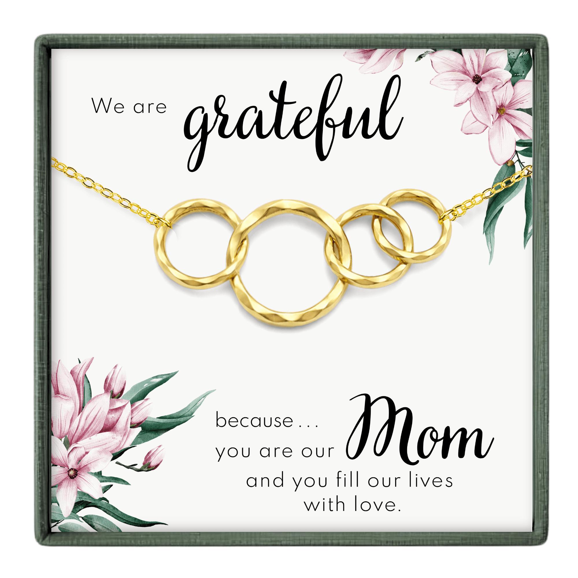 HOPE LOVE SHINE Gold Mother of Three Necklace – Gift from Sons, Daughters for Mother’s Day