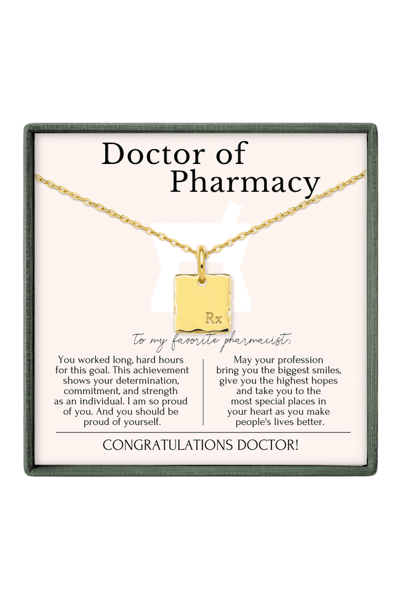 Pharmacist Graduation Necklace – Doctor of Pharmacy Gift – RX Charm Gold